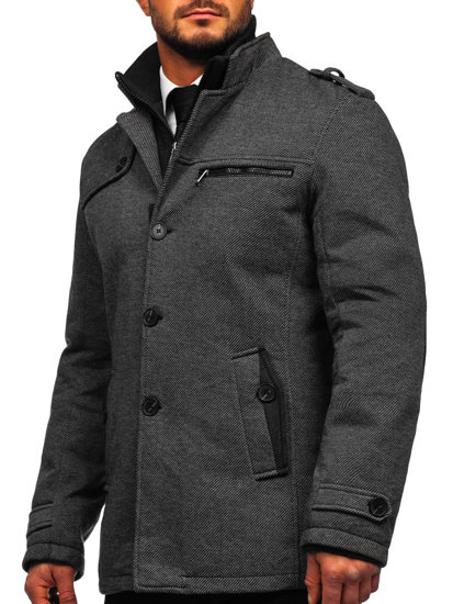 Abrigo de invierno para hombre con cuello desmontable Gris Bolf 2128