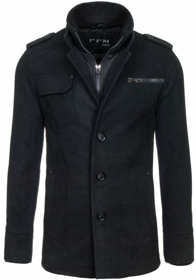 Abrigo de invierno para hombre negro Bolf 8856B