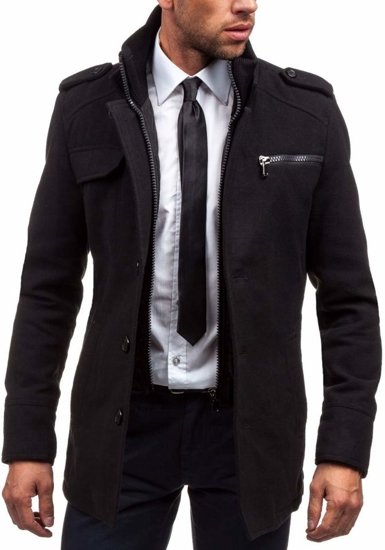 Abrigo de invierno para hombre negro Bolf 8856B