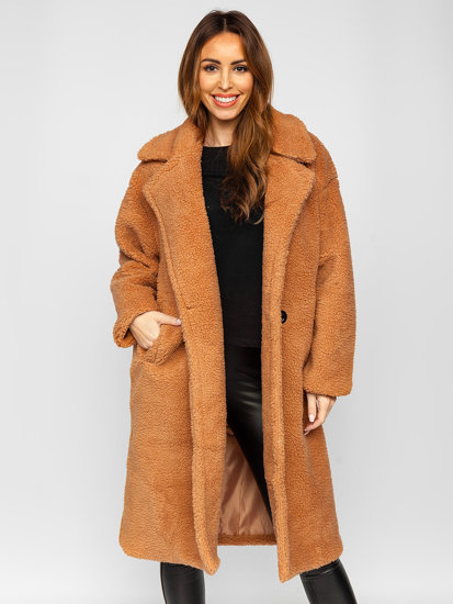 Abrigo largo forrado de invierno para mujer camel Bolf AN105A