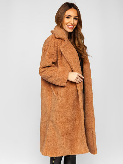 Abrigo largo forrado de invierno para mujer camel Bolf AN105A