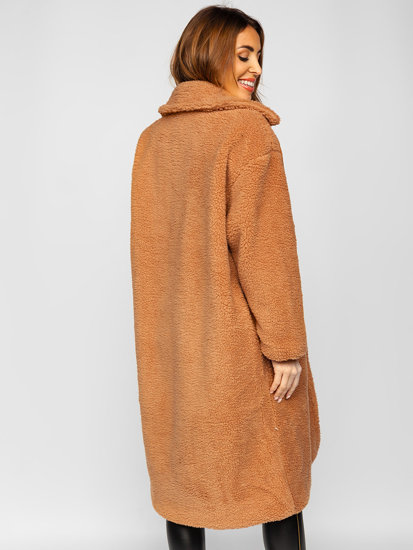 Abrigo largo forrado de invierno para mujer camel Bolf AN105A