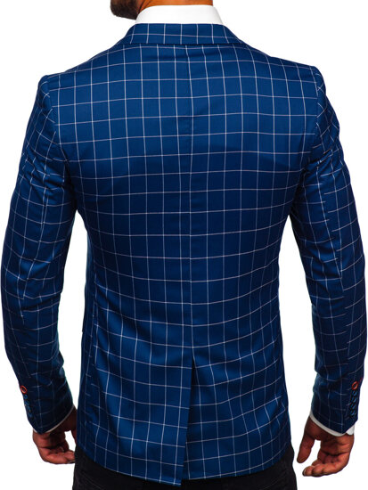 Americana a cuadros casual para hombre azul Bolf 001