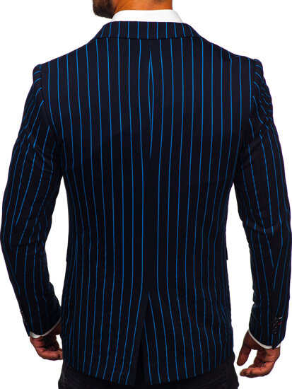 Americana casual de rayas para hombre azul oscuro y azul Bolf 1652