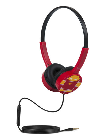 Auriculares con cable y micrófono de Iron Man para niños color rojo W15IM