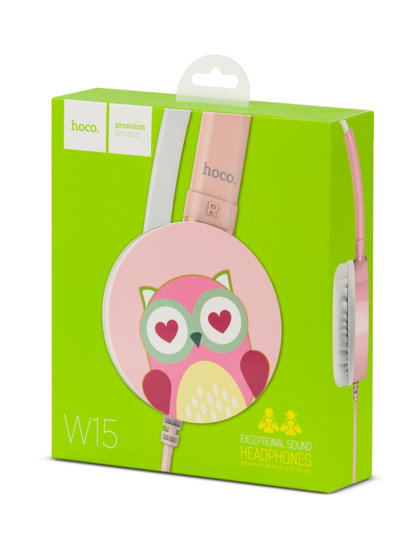 Auriculares con cable y micrófono para niños color rosa W15