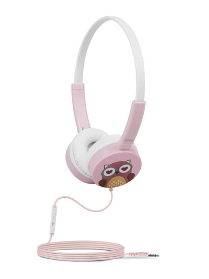 Auriculares con cable y micrófono para niños color rosa W15