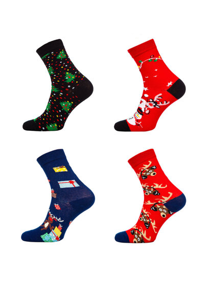 Calcetines navideños para mujer multicolor Bolf MCHD1-4P 4 PACK