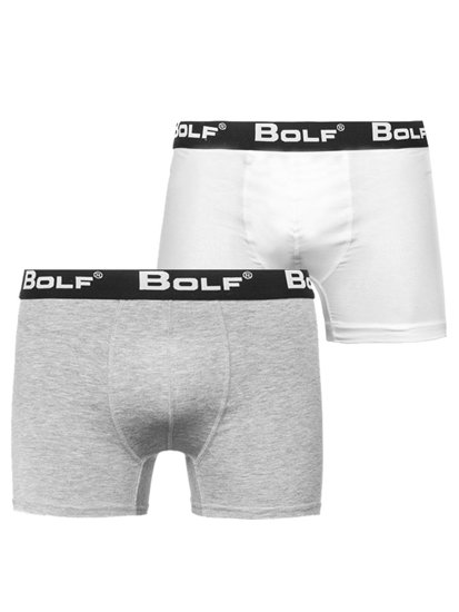 Calzoncillos bóxer para hombre blanco y gris Bolf 0953-2P 2 PACK