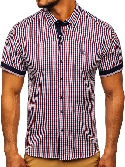 Camisa a cuadros de manga corta para hombre roja Bolf 4510