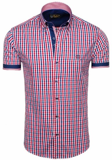 Camisa a cuadros de manga corta para hombre roja Bolf 4510