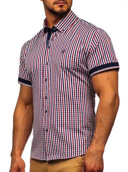 Camisa a cuadros de manga corta para hombre roja Bolf 4510