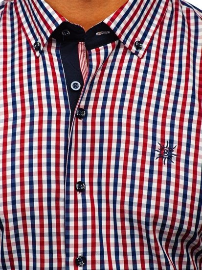 Camisa a cuadros de manga corta para hombre roja Bolf 4510