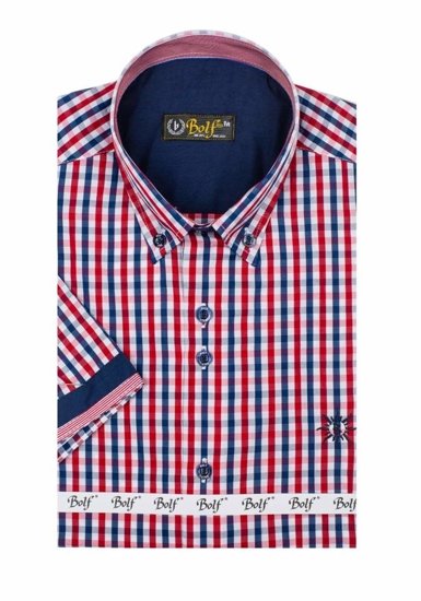 Camisa a cuadros de manga corta para hombre roja Bolf 4510