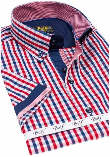 Camisa a cuadros de manga corta para hombre roja Bolf 4510