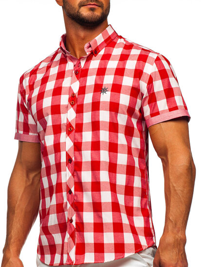 Camisa a cuadros de manga corta para hombre roja Bolf 6522