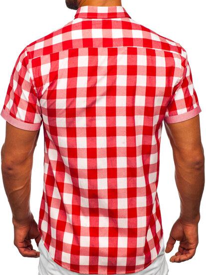 Camisa a cuadros de manga corta para hombre roja Bolf 6522