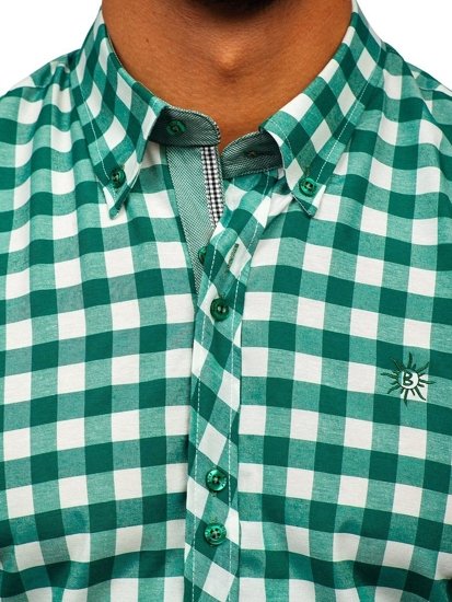 Camisa a cuadros de manga corta para hombre verde Bolf 6522