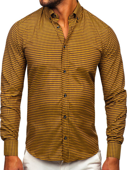 Camisa a cuadros de manga larga para hombre camello Bolf 22745