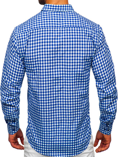 Camisa a cuadros vichy de manga larga para hombre azul oscuro Bolf 22747