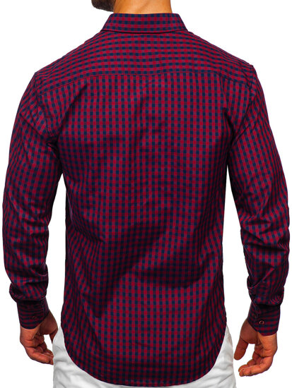 Camisa a cuadros vichy de manga larga para hombre burdeos Bolf 22747