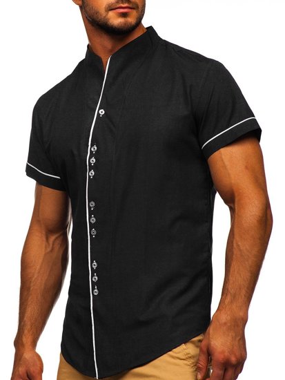 Camisa a manga corta para hombre color negro Bolf 5518