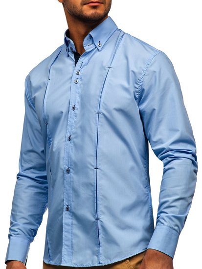 Camisa a manga larga para hombre color azul Bolf 20725