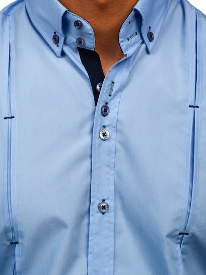 Camisa a manga larga para hombre color azul Bolf 20725