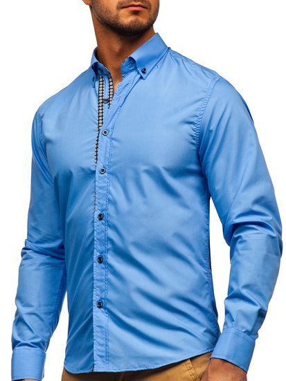 Camisa a manga larga para hombre color azul celeste Bolf 20715