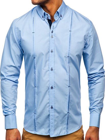 Camisa a manga larga para hombre color azul celeste Bolf 20725