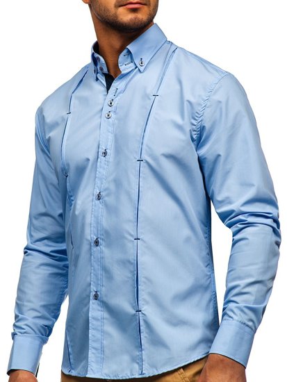 Camisa a manga larga para hombre color azul celeste Bolf 20725