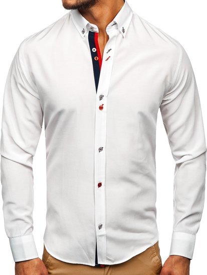 Camisa a manga larga para hombre color blanco Bolf 20710