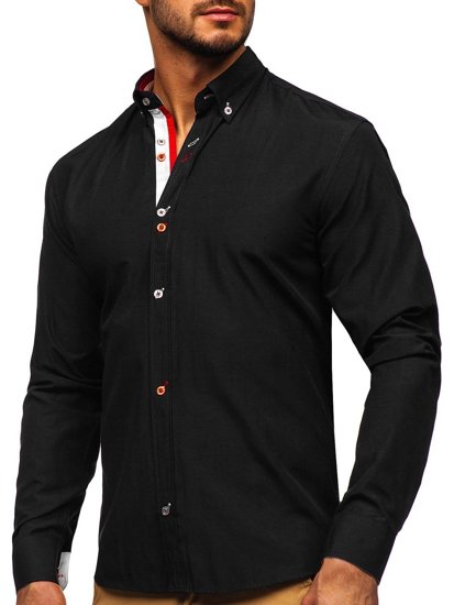 Camisa a manga larga para hombre color negro Bolf 20710