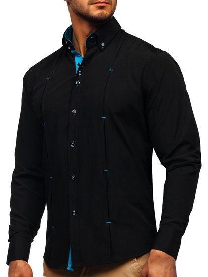 Camisa a manga larga para hombre color negro Bolf 20725