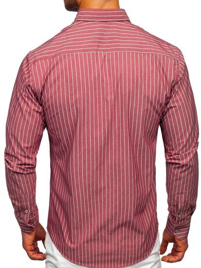 Camisa a rayas con manga larga para hombre color burdeos Bolf 20731-1