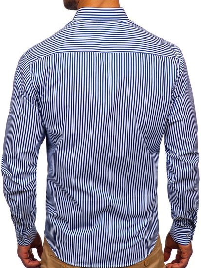 Camisa a rayas con manga larga para hombre color cobalto Bolf 20726