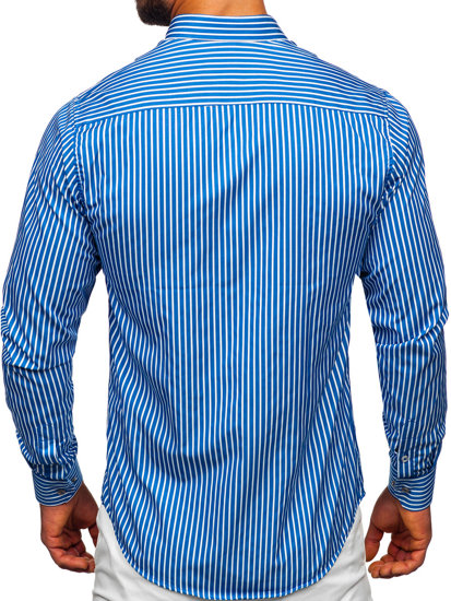 Camisa a rayas de manga larga para hombre Azul Bolf 22730