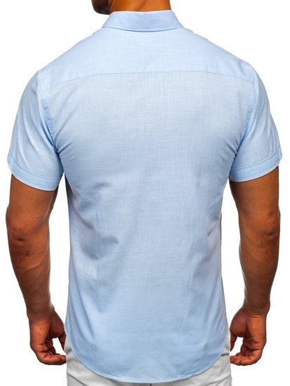 Camisa algodón de manga corta para hombre azul claro Bolf 20501