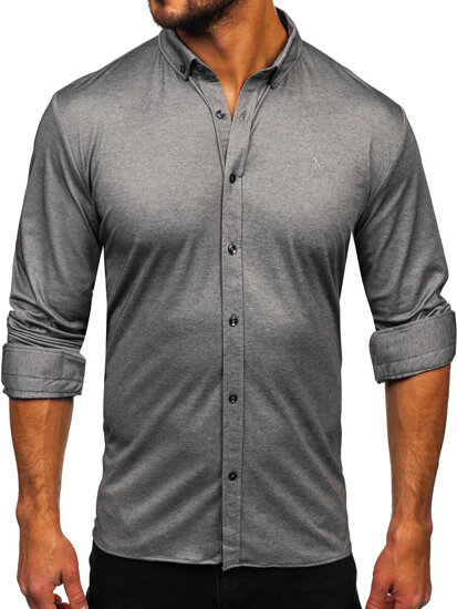 Camisa casual de manga larga para hombre antracita Bolf 500