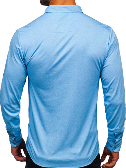 Camisa casual de manga larga para hombre azul Bolf 500