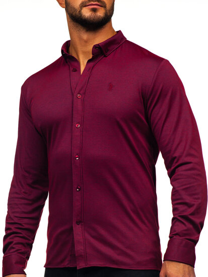 Camisa casual de manga larga para hombre burdeos Bolf 500