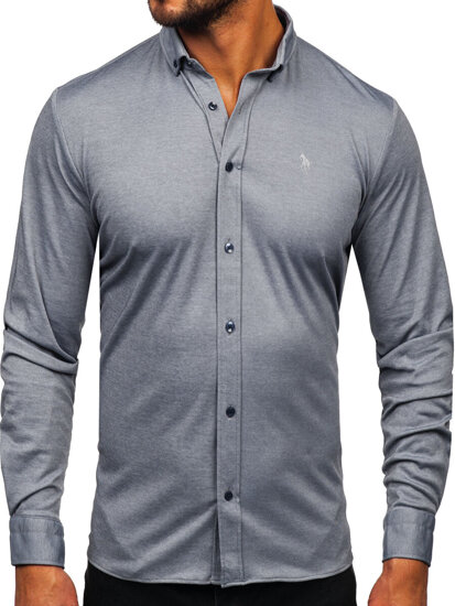 Camisa casual de manga larga para hombre gris Bolf 500