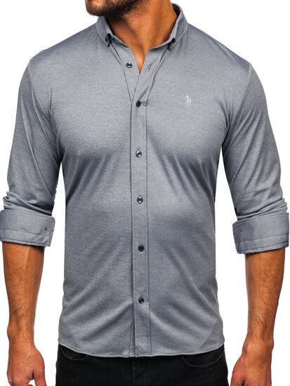 Camisa casual de manga larga para hombre gris Bolf 500