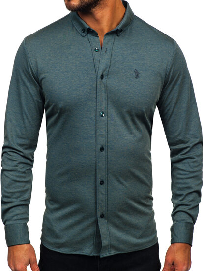 Camisa casual de manga larga para hombre verde Bolf 500