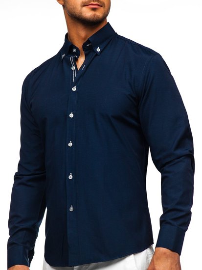 Camisa con manga larga para hombre color azul oscuro Bolf 20720