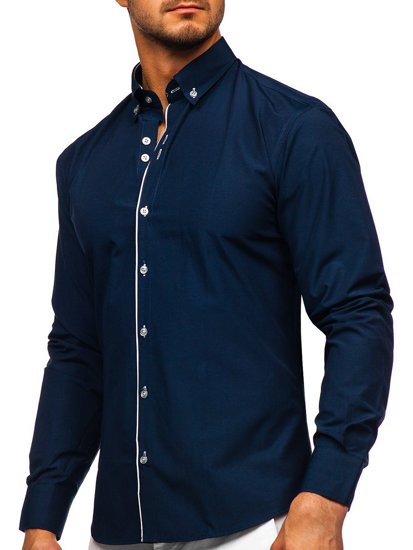 Camisa con manga larga para hombre color azul oscuro Bolf 20721