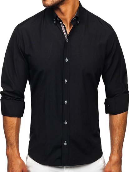 Camisa con manga larga para hombre color negro Bolf 20718