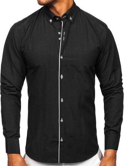 Camisa con manga larga para hombre color negro Bolf 20721