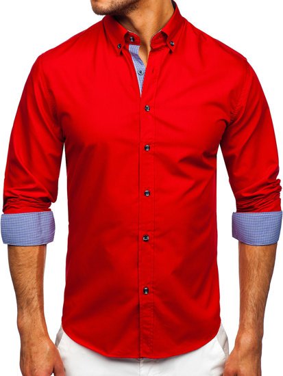 Camisa con manga larga para hombre color rojo Bolf 20719