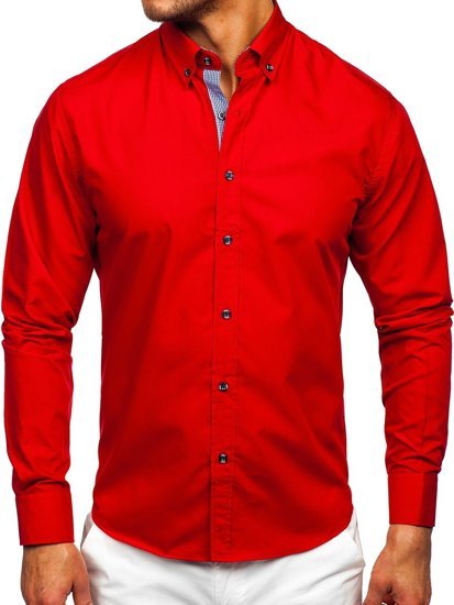 Camisa con manga larga para hombre color rojo Bolf 20719